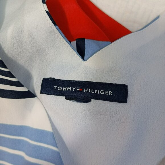 Tommy Hilfiger Womens Sleeveless Geometric Print Dress Midi Size XL - Picture 2 of 10